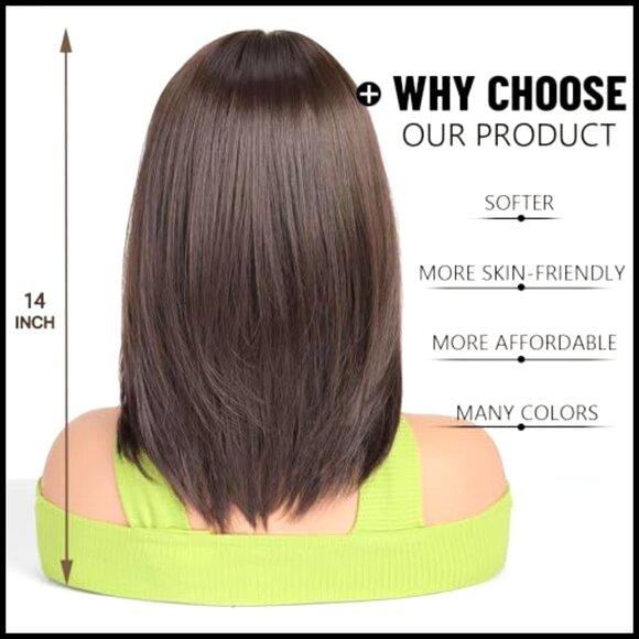 Synthetic Short Bob Wig With Curtain Bangs Heat Resistant Daily Party Cosplay